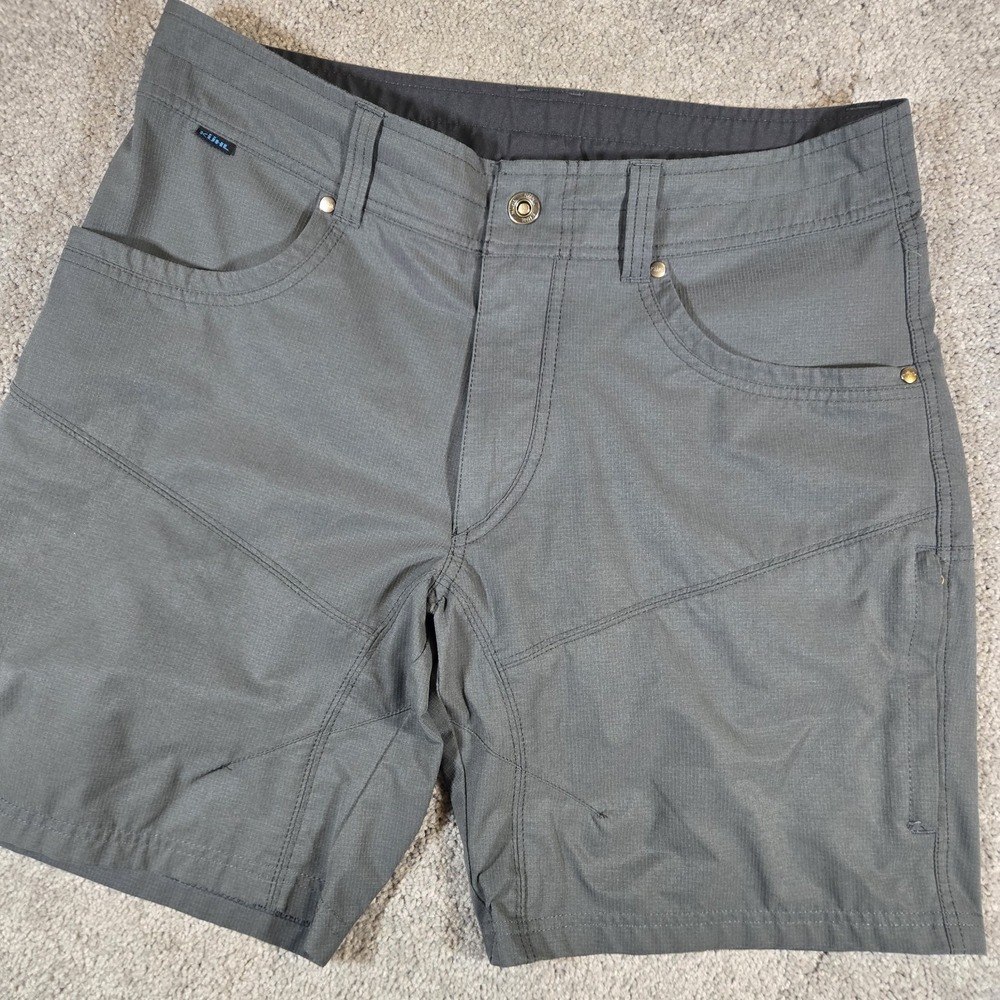 Kuhl Mens Size 34 Gray Silencr Kargo Shorts Elastic Waist Lightweight Nylon